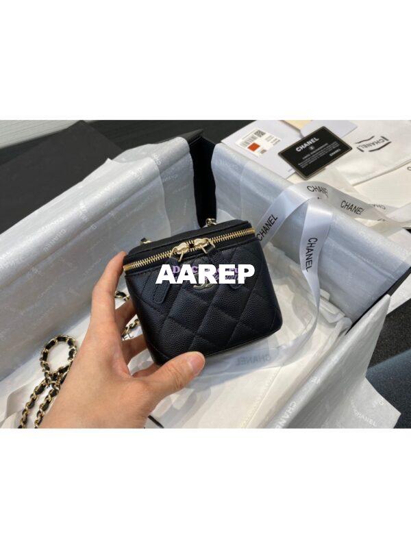 Replica Chanel Mini Vanity With Classic Chain in Grained Calfskin AP1340 Black 3