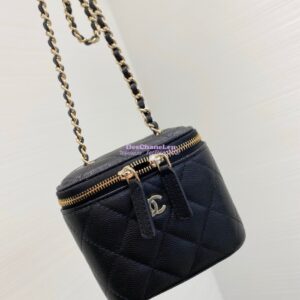 Replica Chanel Mini Vanity With Classic Chain in Grained Calfskin AP1340 Black 2