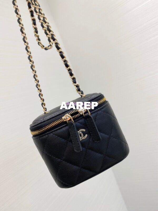 Replica Chanel Mini Vanity With Classic Chain in Grained Calfskin AP1340 Black 4
