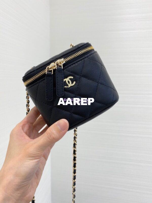 Replica Chanel Mini Vanity With Classic Chain in Grained Calfskin AP1340 Black 5
