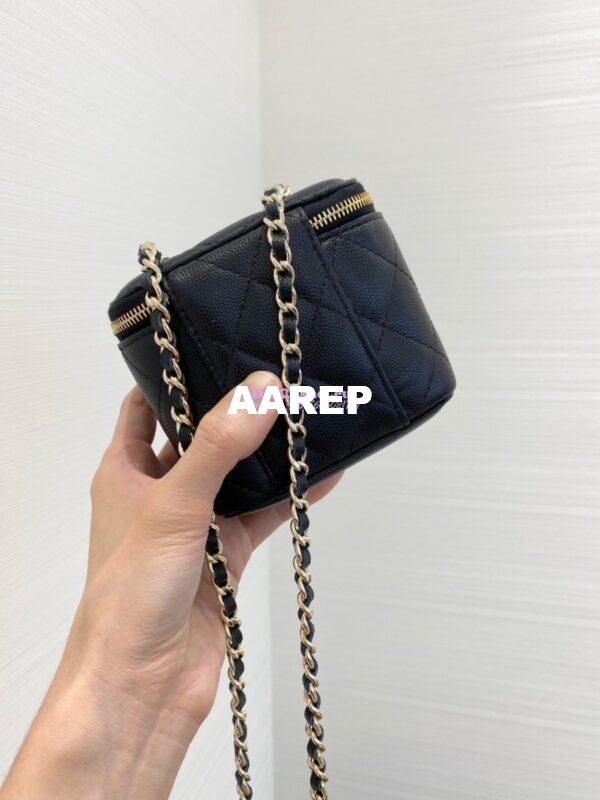 Replica Chanel Mini Vanity With Classic Chain in Grained Calfskin AP1340 Black 6