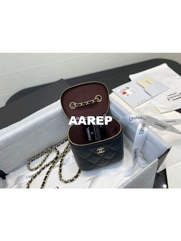 Replica Chanel Mini Vanity With Classic Chain in Grained Calfskin AP1340 Black 9