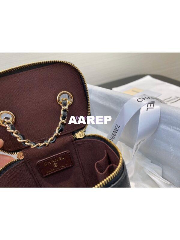 Replica Chanel Mini Vanity With Classic Chain in Grained Calfskin AP1340 Black 10