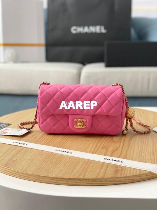Replica Chanel Lambskin Charm Strap Flap Bag AS1787 Pink 3