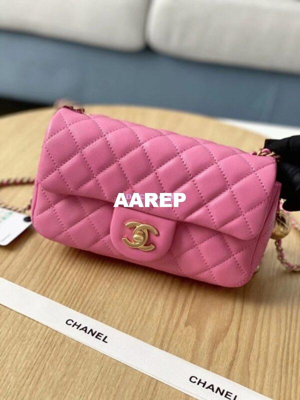 Replica Chanel Lambskin Charm Strap Flap Bag AS1787 Pink 4