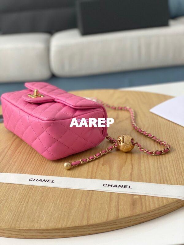 Replica Chanel Lambskin Charm Strap Flap Bag AS1787 Pink 7