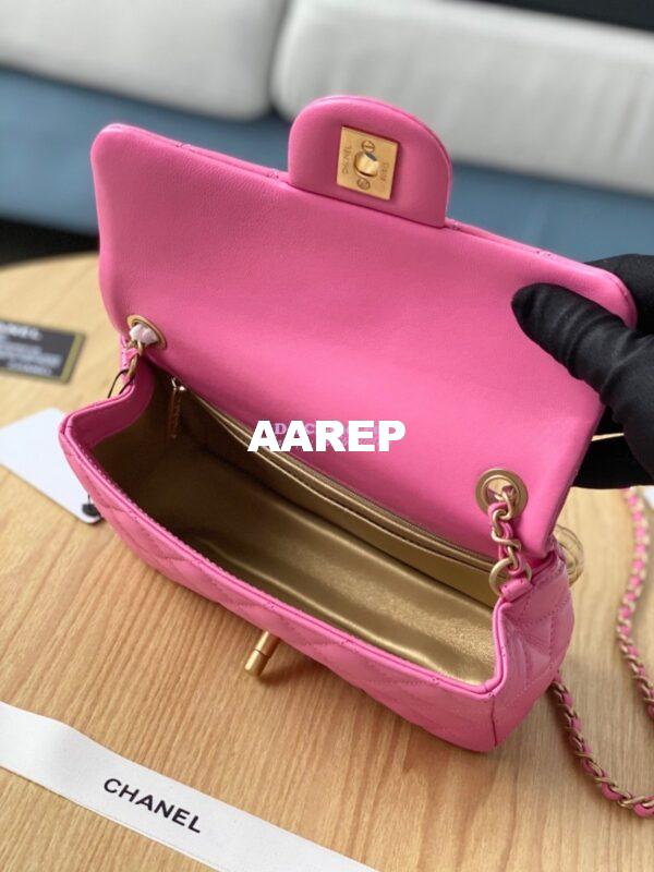 Replica Chanel Lambskin Charm Strap Flap Bag AS1787 Pink 9