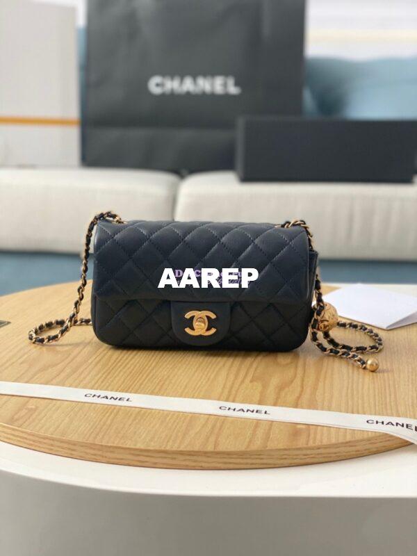 Replica Chanel Lambskin Charm Strap Flap Bag AS1787 Navy