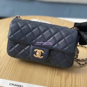 Replica Chanel Lambskin Charm Strap Flap Bag AS1787 Navy 2