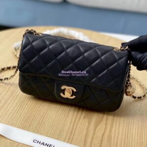 Replica Chanel Lambskin Charm Strap Flap Bag AS1787 Black 2