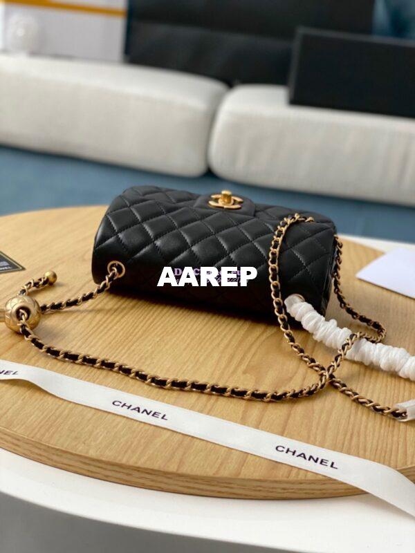 Replica Chanel Lambskin Charm Strap Flap Bag AS1787 Black 3