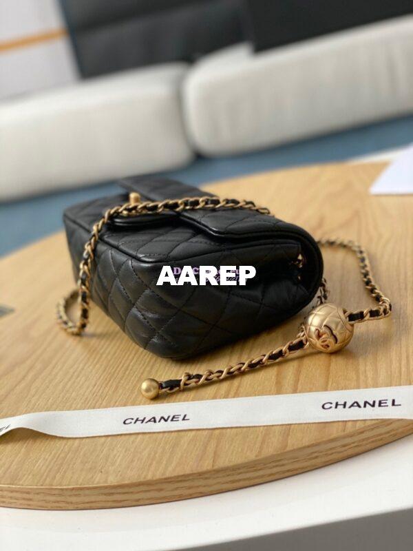 Replica Chanel Lambskin Charm Strap Flap Bag AS1787 Black 4