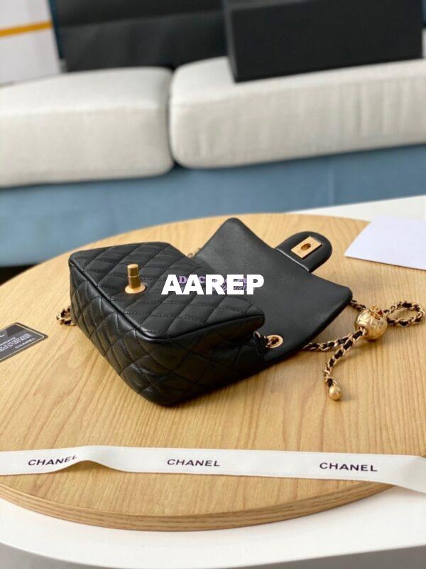 Replica Chanel Lambskin Charm Strap Flap Bag AS1787 Black 5