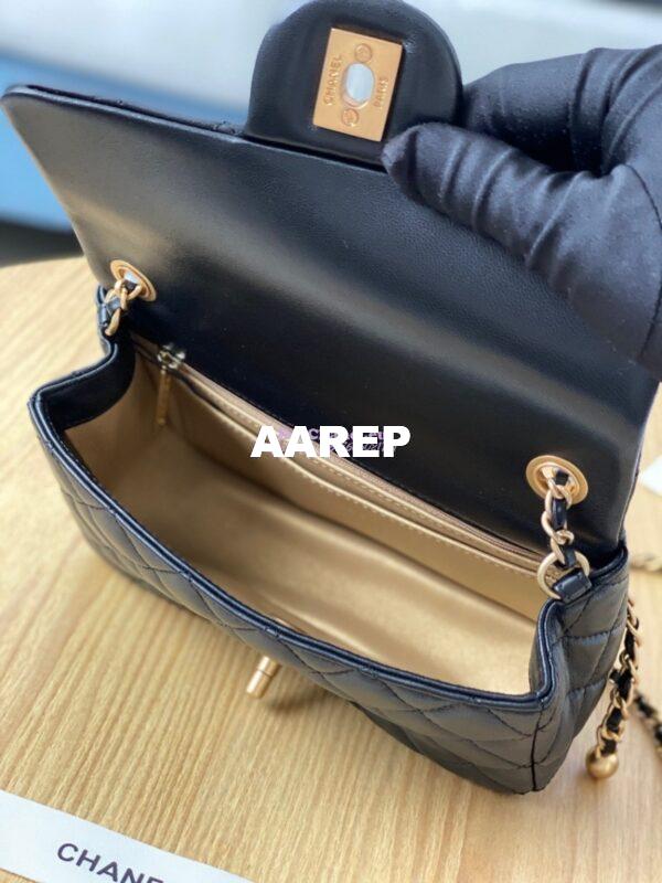 Replica Chanel Lambskin Charm Strap Flap Bag AS1787 Black 6