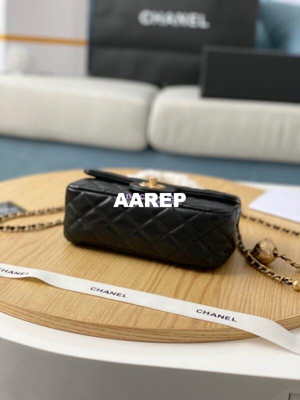 Replica Chanel Lambskin Charm Strap Flap Bag AS1787 Black 8