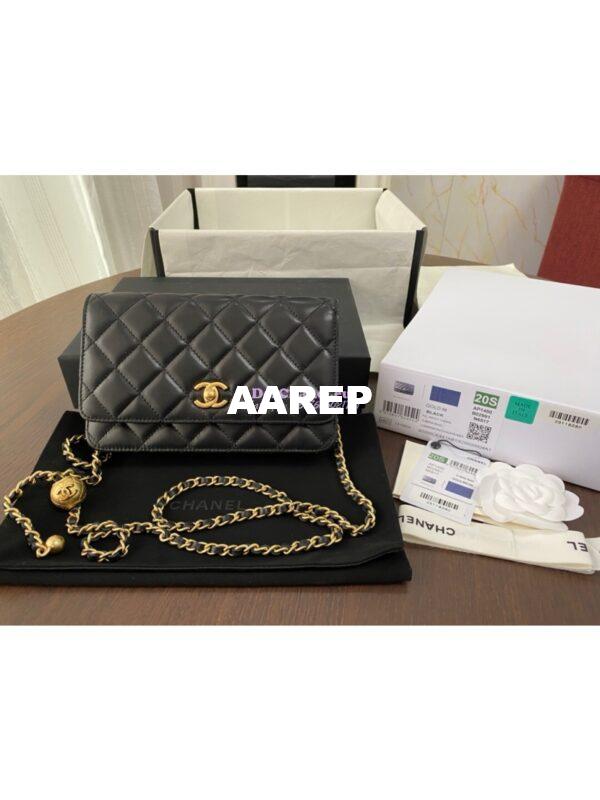 Replica Chanel WOC With CC Details On Strap AP1450 in Lambskin Black