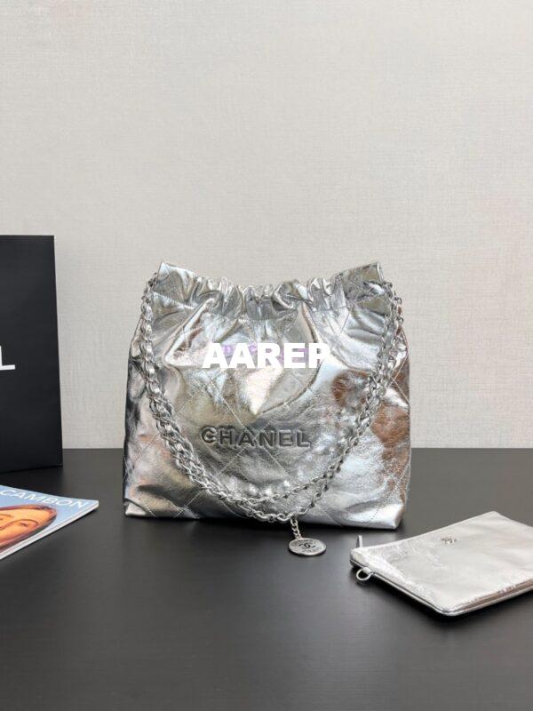 Replica Chanel 22 Handbag Metallic Calfskin & Silver Metal AS3260 AS3261 Metallic Silver 3