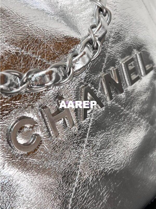 Replica Chanel 22 Handbag Metallic Calfskin & Silver Metal AS3260 AS3261 Metallic Silver 6