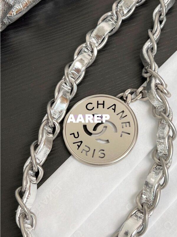 Replica Chanel 22 Handbag Metallic Calfskin & Silver Metal AS3260 AS3261 Metallic Silver 7