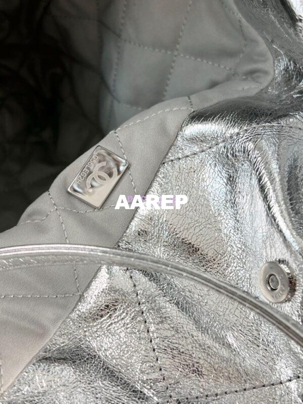 Replica Chanel 22 Handbag Metallic Calfskin & Silver Metal AS3260 AS3261 Metallic Silver 9