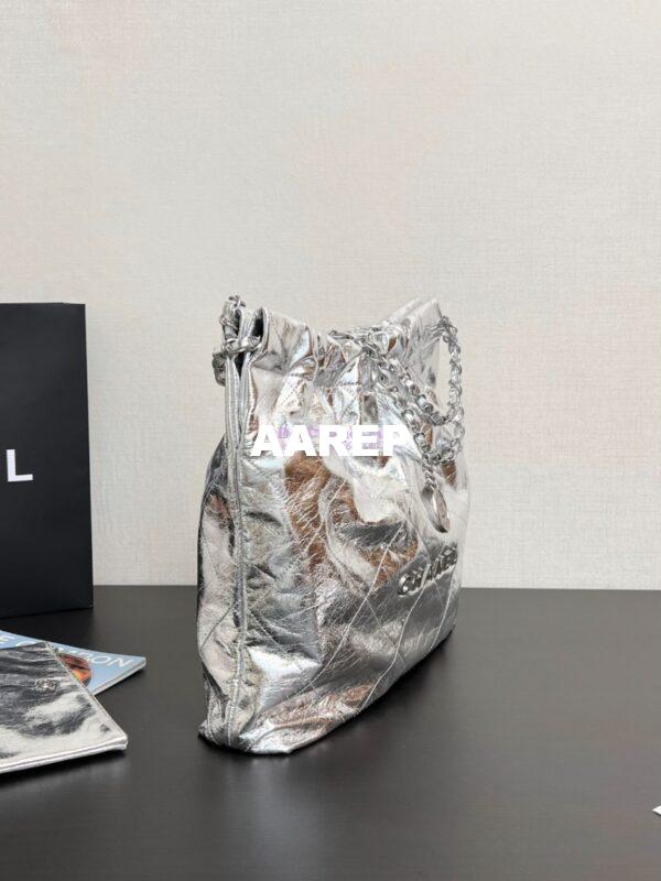 Replica Chanel 22 Handbag Metallic Calfskin & Silver Metal AS3260 AS3261 Metallic Silver 14