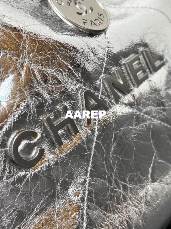Replica Chanel 22 Handbag Metallic Calfskin & Silver Metal AS3260 AS3261 Metallic Silver 15