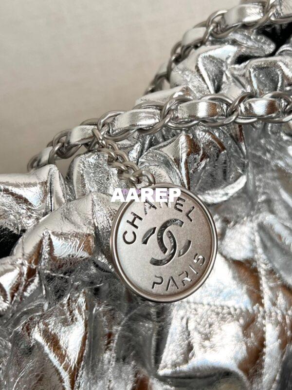 Replica Chanel 22 Handbag Metallic Calfskin & Silver Metal AS3260 AS3261 Metallic Silver 16
