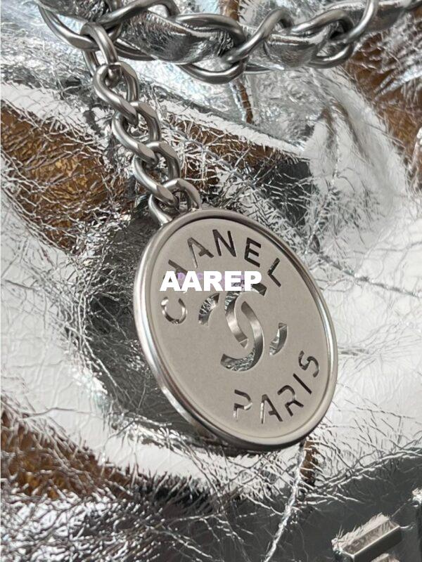 Replica Chanel 22 Handbag Metallic Calfskin & Silver Metal AS3260 AS3261 Metallic Silver 17