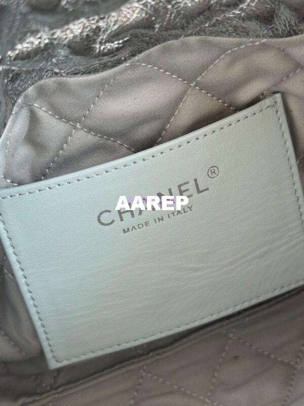 Replica Chanel Mini 22 Handbag Metallic Calfskin & Silver Metal AS3980 Metallic Silver 6