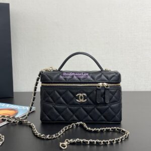 Replica Chanel 25C Long Vanity With Chain Grained Calfskin AP4407 Black