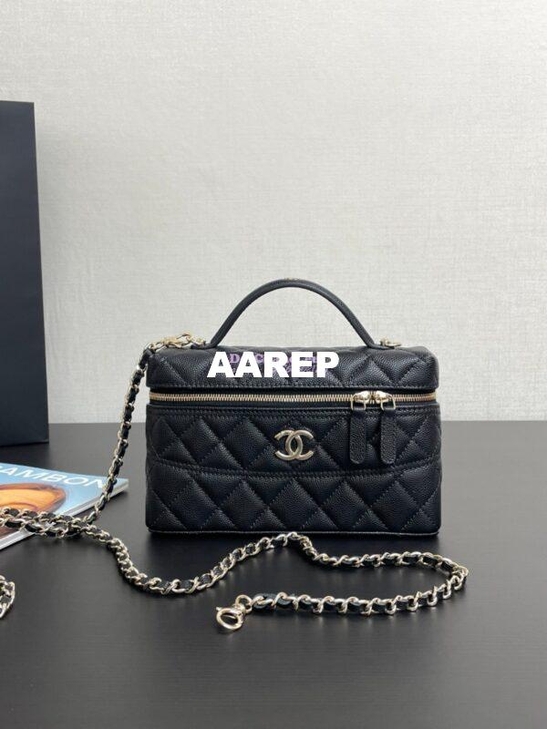Replica Chanel 25C Long Vanity With Chain Grained Calfskin AP4407 Black 3