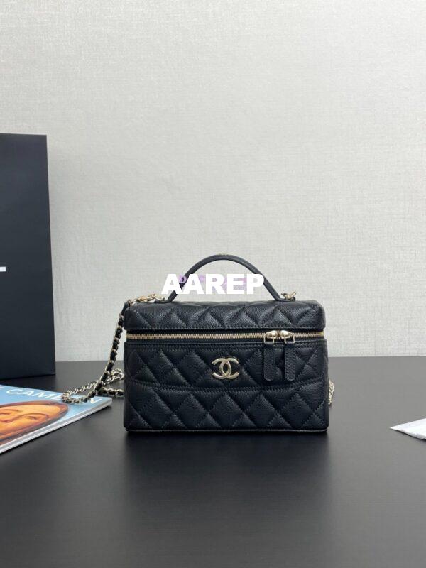 Replica Chanel 25C Long Vanity With Chain Grained Calfskin AP4407 Black 4