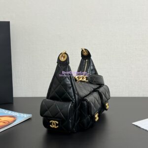 Replica Chanel 25C Large Hobo Bag Shiny Lambskin AS5339 Black 2