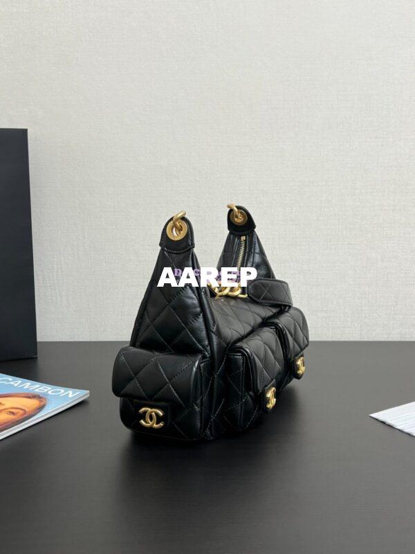 Replica Chanel 25C Large Hobo Bag Shiny Lambskin AS5339 Black 2