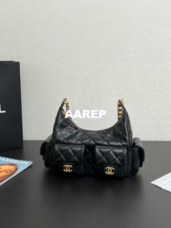 Replica Chanel 25C Large Hobo Bag Shiny Lambskin AS5339 Black 3