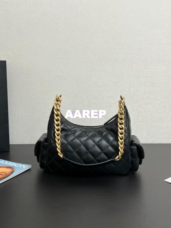 Replica Chanel 25C Large Hobo Bag Shiny Lambskin AS5339 Black 8
