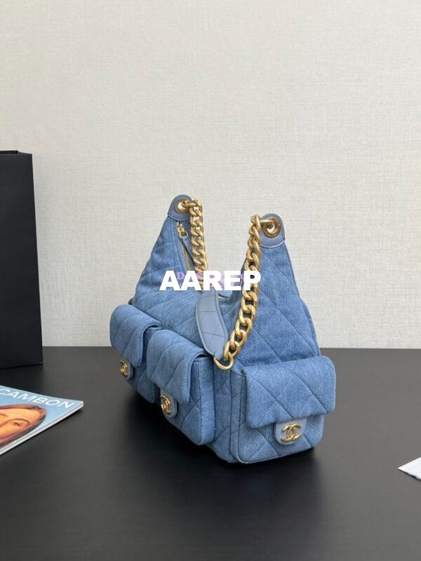 Replica Chanel 25C Maxi Hobo Bag Washed Denim AS5302 Light Blue 4