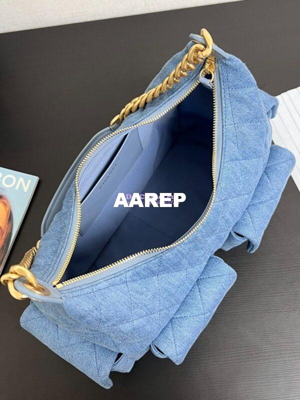 Replica Chanel 25C Maxi Hobo Bag Washed Denim AS5302 Light Blue 8