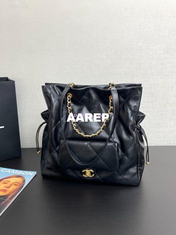 Replica Chanel 25C Shiny Lambskin Shopping Bag AS5315 Black