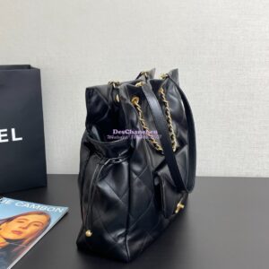 Replica Chanel 25C Shiny Lambskin Shopping Bag AS5315 Black 2