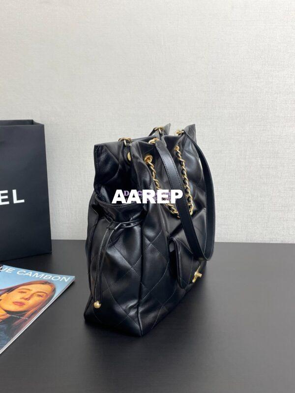 Replica Chanel 25C Shiny Lambskin Shopping Bag AS5315 Black 2