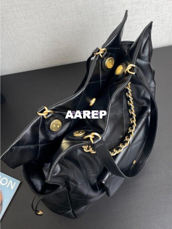 Replica Chanel 25C Shiny Lambskin Shopping Bag AS5315 Black 3