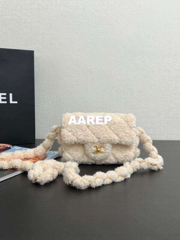 Replica Chanel Shearling Lambskin Mini Flap Bag AS5194 Ecru