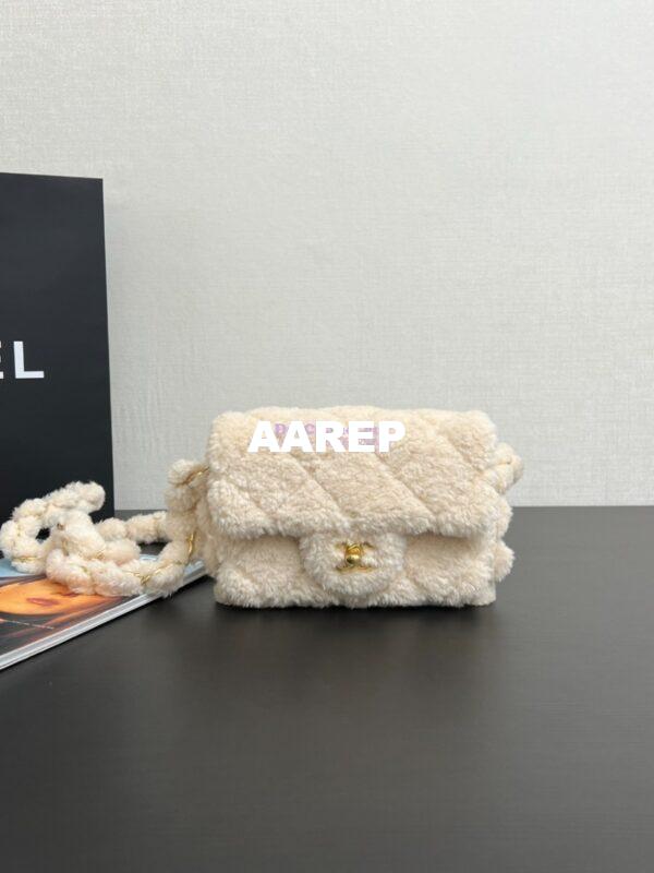 Replica Chanel Shearling Lambskin Mini Flap Bag AS5194 Ecru 3