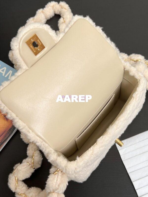 Replica Chanel Shearling Lambskin Mini Flap Bag AS5194 Ecru 6