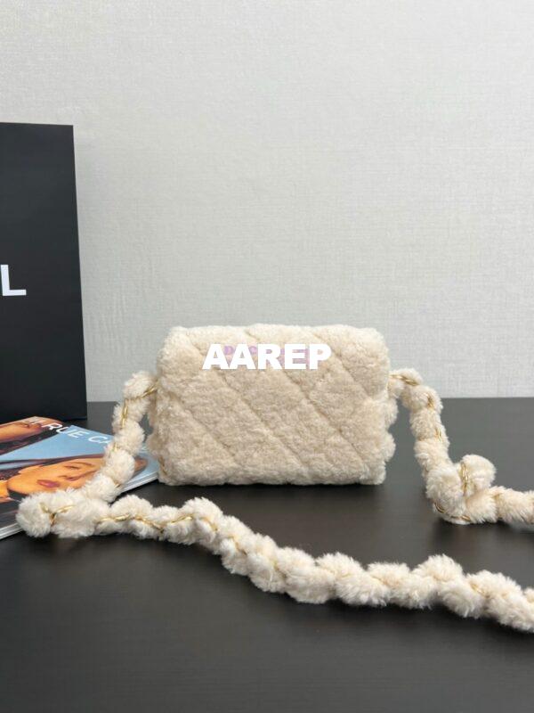 Replica Chanel Shearling Lambskin Mini Flap Bag AS5194 Ecru 9