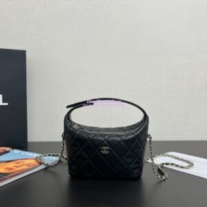 Replica Chanel 25C Pochette Avec Chain in Shiny Grained Calfskin AP4386 Black (Limited Edition)