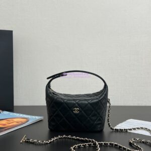 Replica Chanel 25C Pochette Avec Chain in Shiny Grained Calfskin AP4386 Black (Limited Edition) 2
