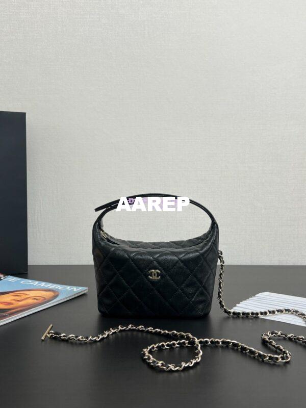 Replica Chanel 25C Pochette Avec Chain in Shiny Grained Calfskin AP4386 Black (Limited Edition) 4