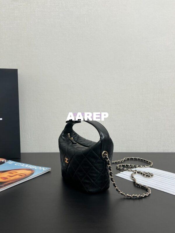 Replica Chanel 25C Pochette Avec Chain in Shiny Grained Calfskin AP4386 Black (Limited Edition) 5